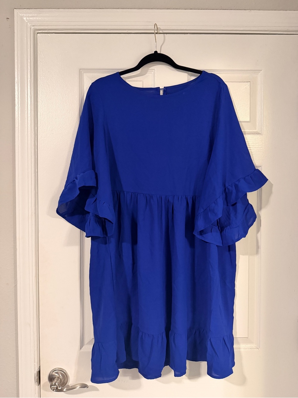Women's Royal Blue Ruffle Sleeve Dress